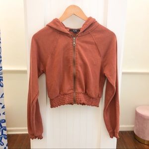 Forever 21 Maroon Cropped Lounge Sweatshirt Hoodie